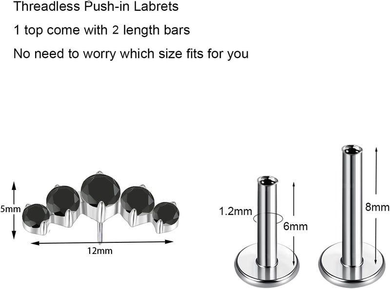 TOMIDES G23 Titanium Flat Back Earrings Studs 18g 16g F136 Implant Grade Titanium Labrets Press Fit Threadless Push In Dainty Cartilage Helix Conch Lobe Lip Tragus Piercing Jewelry - Image 2